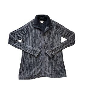 Carbon 2 Colbot Mens Full zip cable knit sweater; size Large, 100% cotton